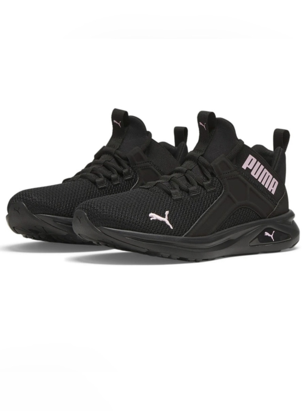 Puma Women's Black Sneakers with Light Pink Logos